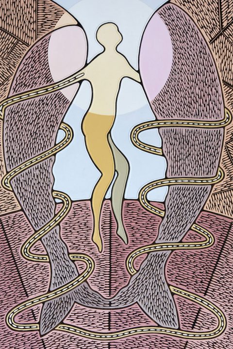 pulling aside – from 2020 acrylic on wood. 900mm x 600mm acrylic on wood